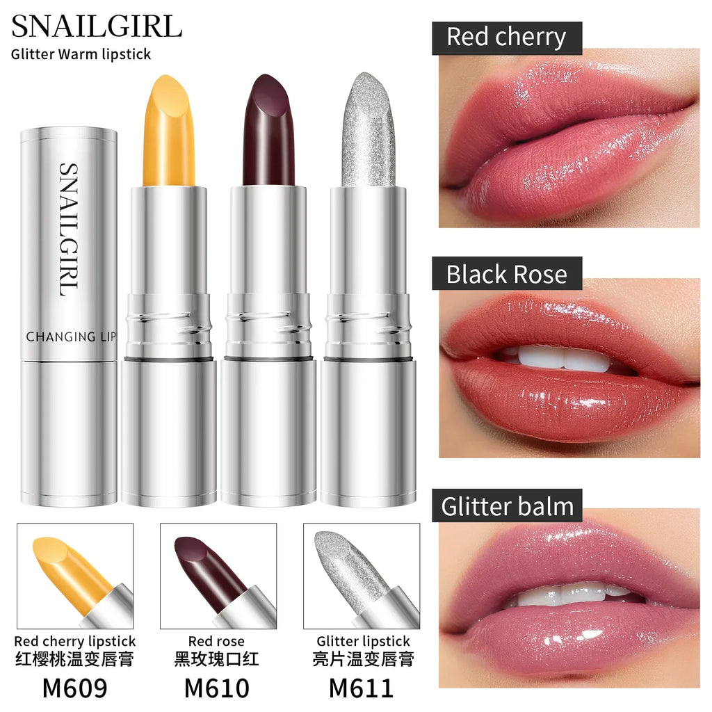 QIC Color-Changing Glitter Lipstick – Matte Waterproof Lip Tint