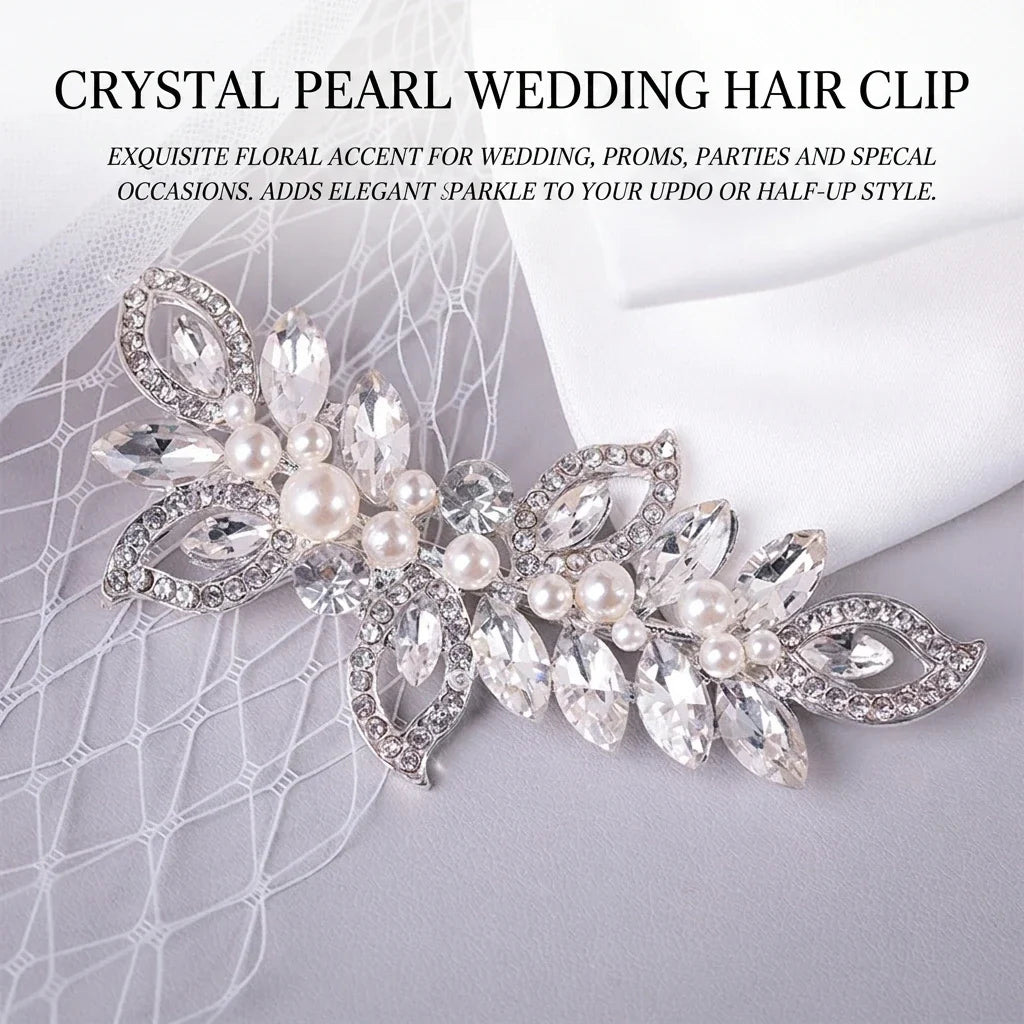 Bridal Rhinestone Pearl Hair Clip & Comb Wedding Accessory