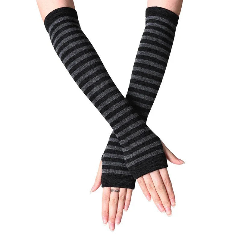 Women's Fingerless Knit Arm Warmers – Long Sleeve Wrist Gloves