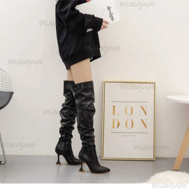 Women's Over-the-Knee Stiletto Boots – Pointed Toe Zipper