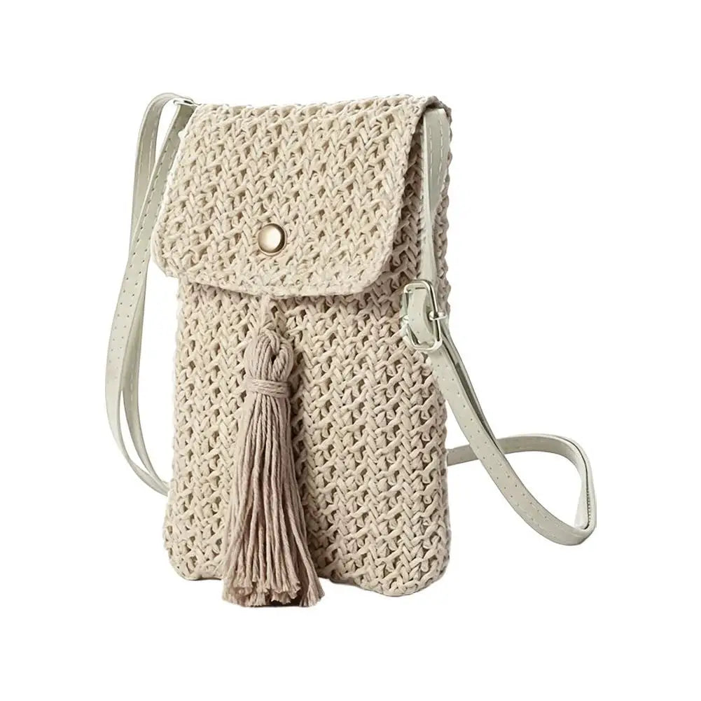 Boho Woven Mini Crossbody Bag – Cell Phone Purse for Women