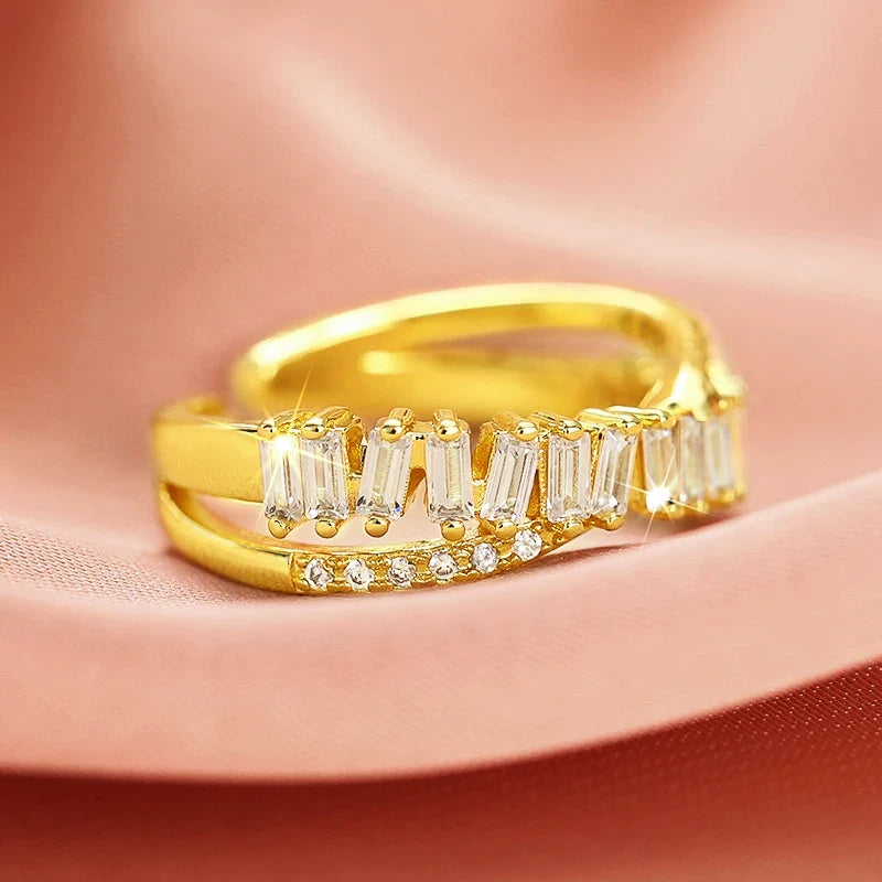 Huitan Cross Ring Women – Cubic Zirconia Resizable Band