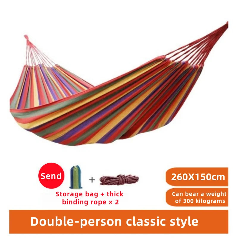 Double Canvas Hammock – Portable Outdoor & Indoor Lounge Swing