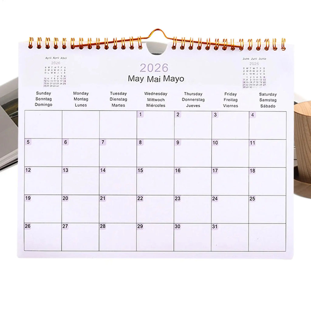 Wall Calendar 2026 12 Month Multilingual Coil Modern Decorative