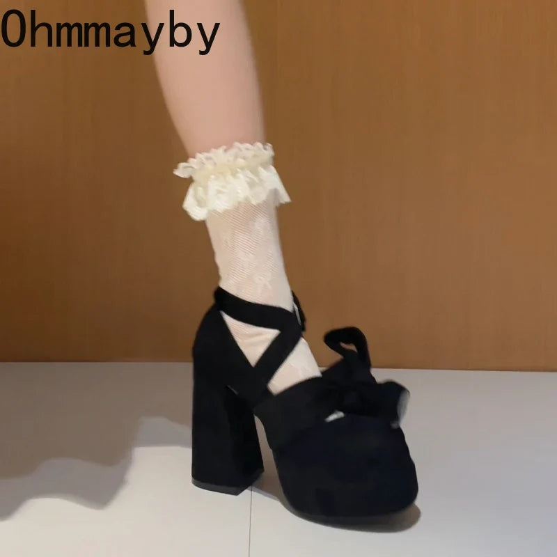 Women's Lolita Platform Mary Jane Pumps | Square Heel Party Shoes