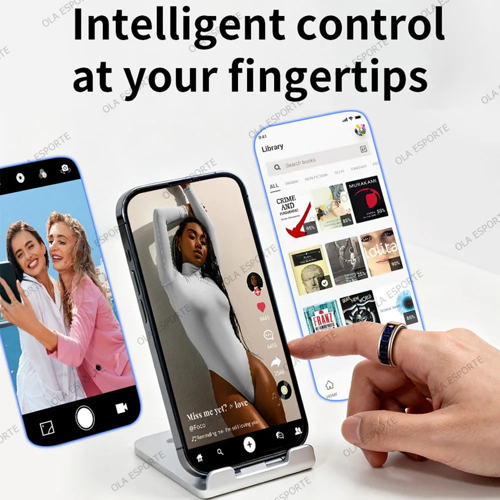2026 Smart Ring Touch Display Screen Wireless Charging Health Manager