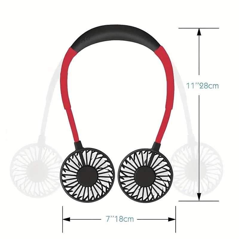 Wearable Neck Fan – USB Rechargeable, 3-Speed Portable Cooling