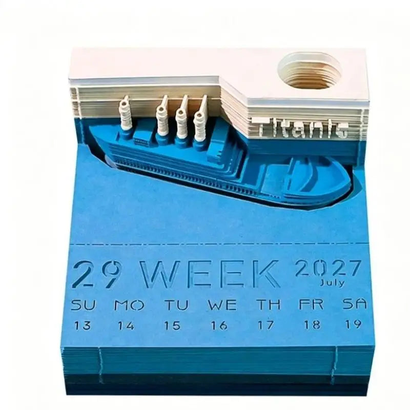 2027 LED Desk Calendar – 3D Tear-Away Paper Carving Art