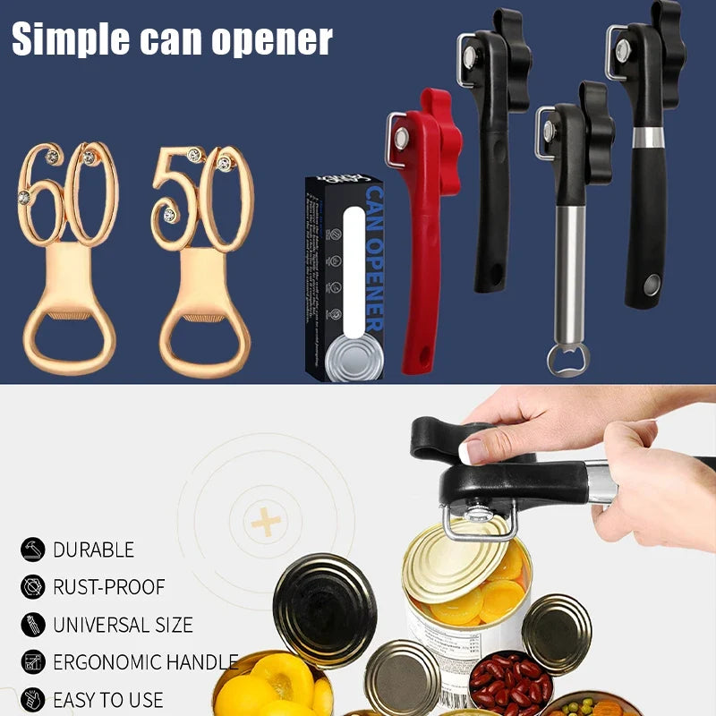 Manual Safety Can Opener Stainless Steel Knife Household