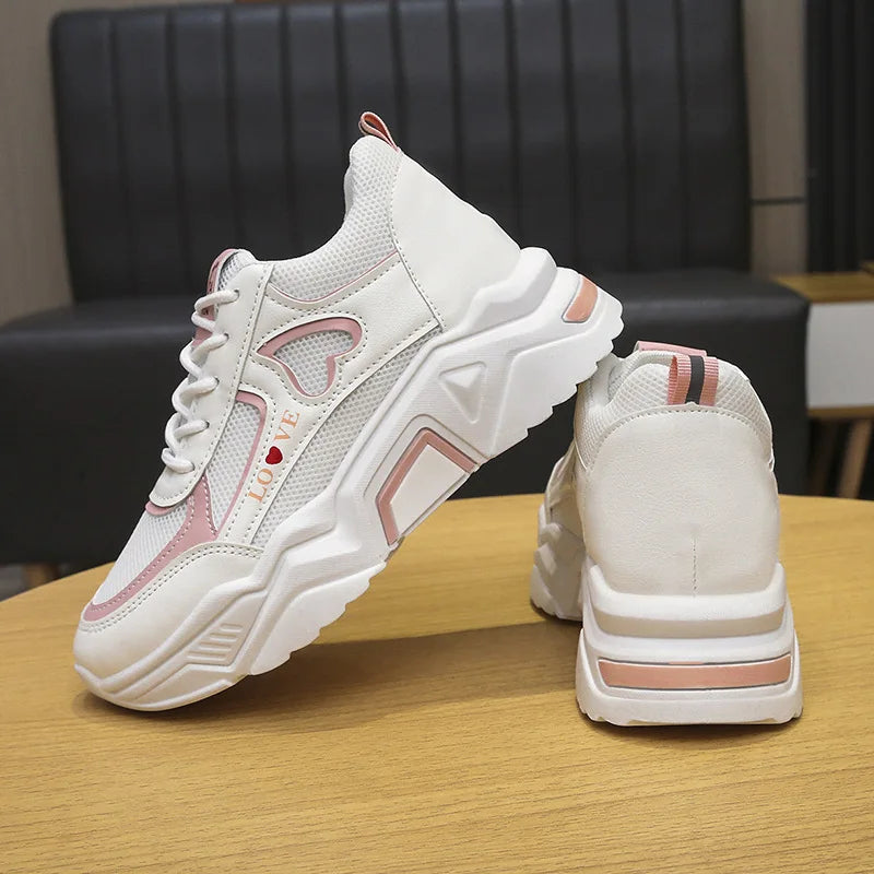 Women's Lace-Up Wedge Sneakers – Lightweight Platform Shoes