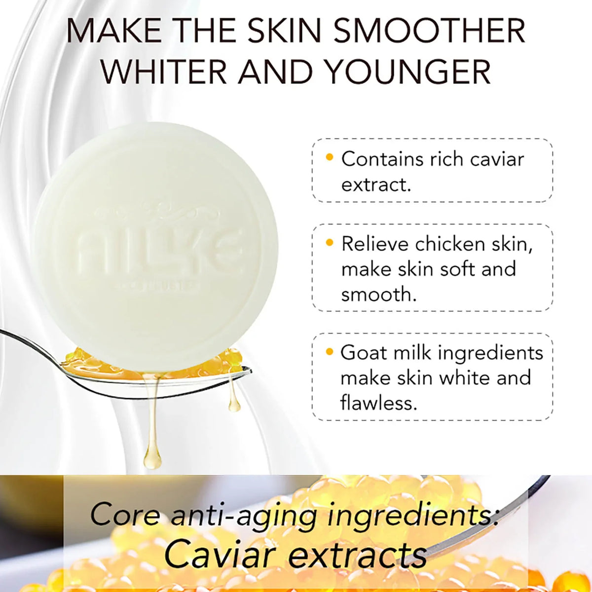 AILKE Goat Milk & Caviar Brightening Bar Soap – Face & Body