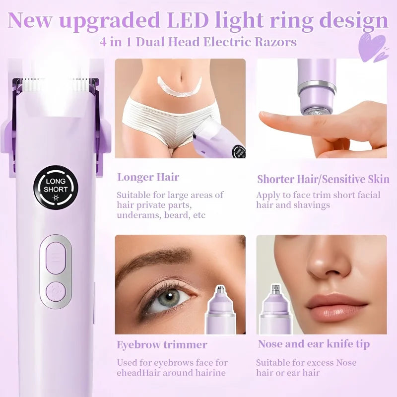 4-in-1 Waterproof Electric Hair Trimmer for Women & Men