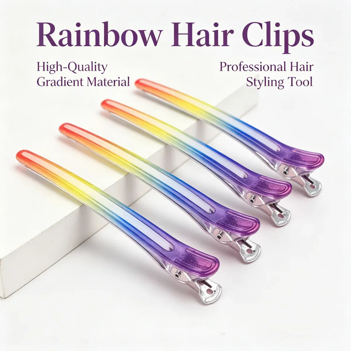 Rainbow Hair Sectioning Clips – Pro Styling Clamps (4–12 Pcs)