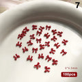 100pcs 3D Red Bow Nail Charms | Kawaii Resin Nail Art Decor