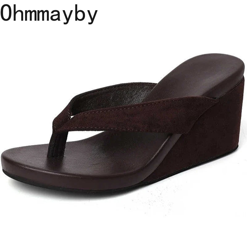 Women's Wedge Clip Toe Slides – Thick Platform Summer Slippers