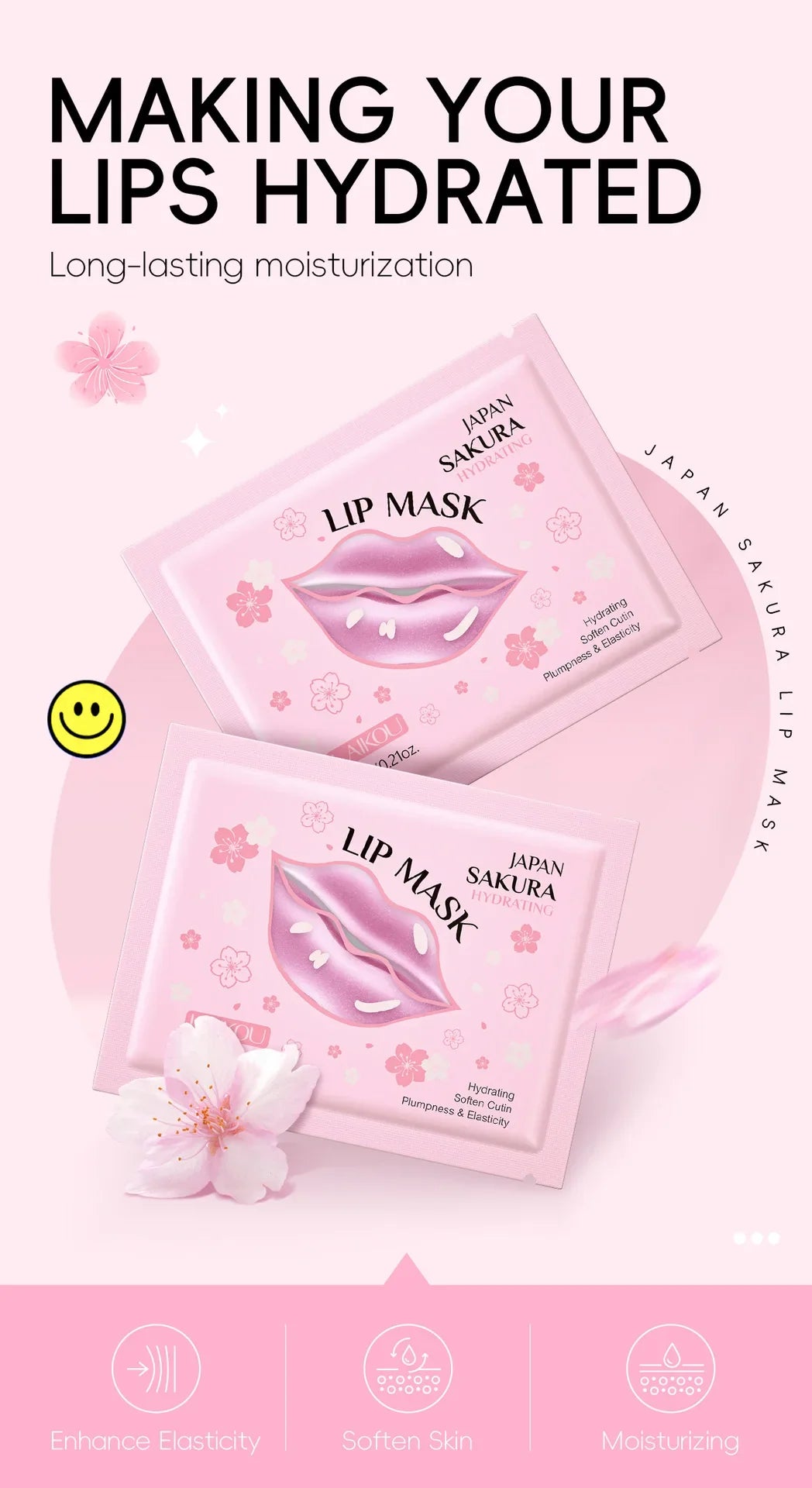 LAIKOU Cherry Blossom Lip Mask – Hydrating & Anti-Wrinkle