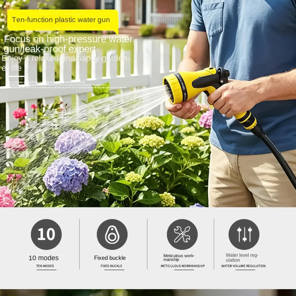 10-Mode Garden Hose Nozzle – Adjustable High-Pressure Sprayer