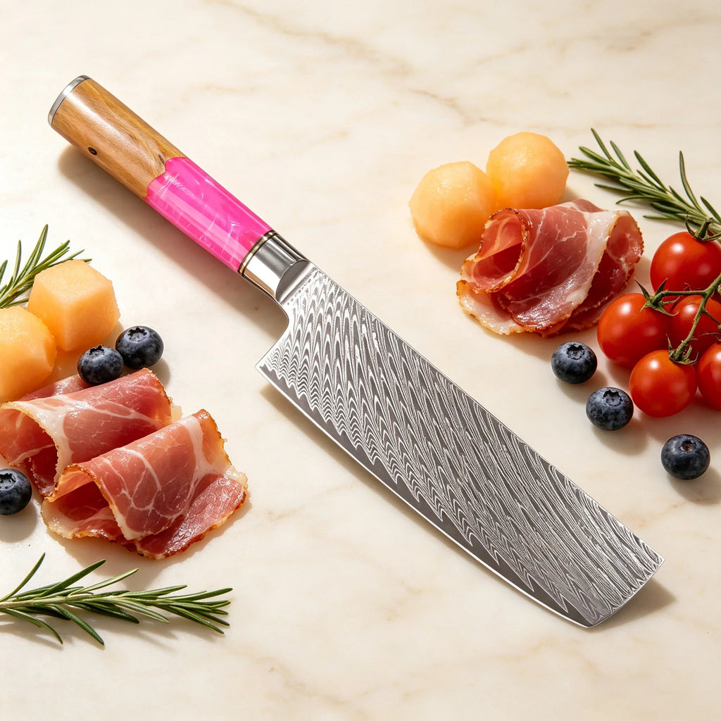 67-Layer Damascus Steel Nakiri Knife – Japanese Kitchen Chef Knife