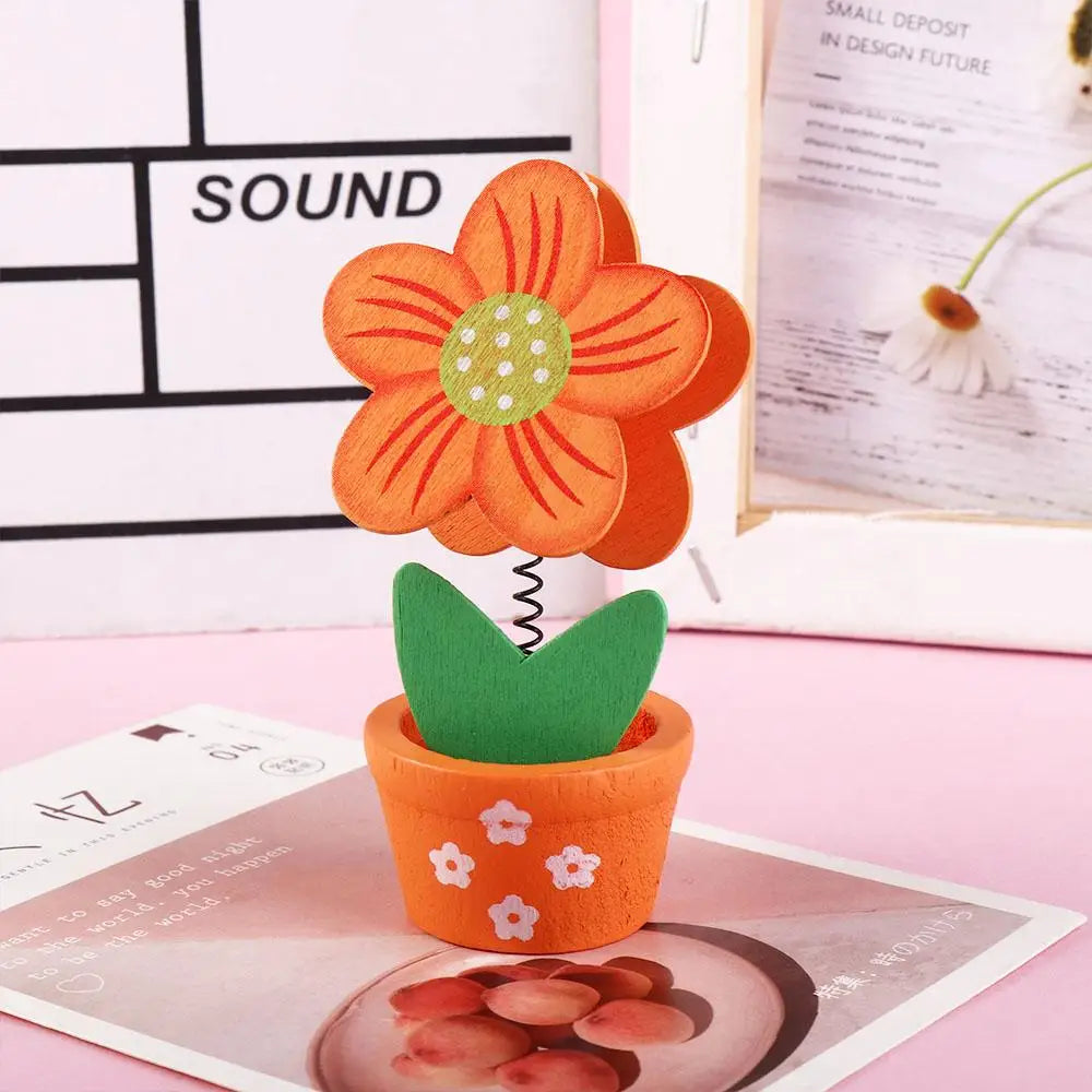 Wooden Flower Note & Photo Card Holder | Cute Desk Organizer