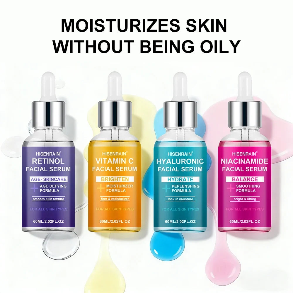 HISENRAIN 4-Piece Face Serum Set – Retinol, Vitamin C & HA