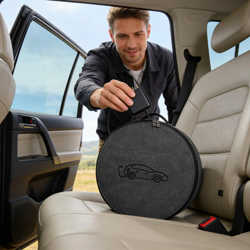 EV Charger Storage Bag Weatherproof Felt Vehicle Charging Cord Pouch