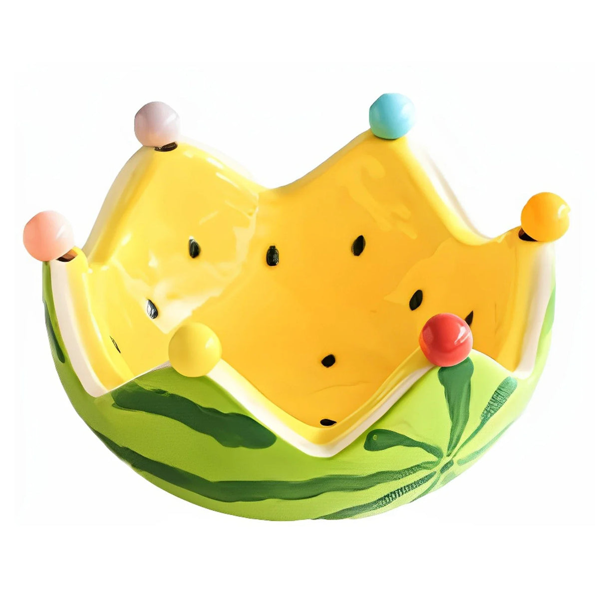 Watermelon Ceramic Fruit Bowl with Forks – Large Capacity