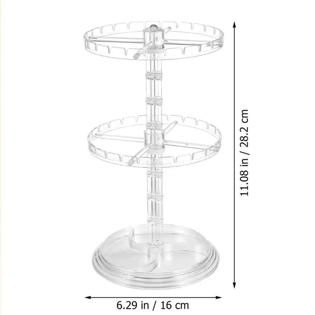 Double Layered Rotating Jewelry Rack Transparent Tree Shaped Display