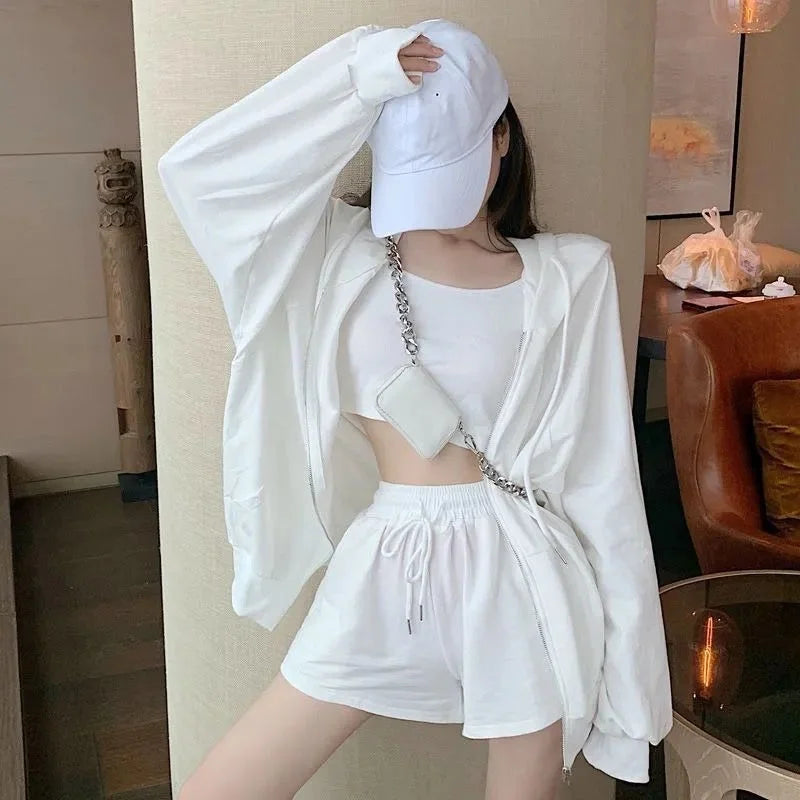 Women's 3-Piece Summer Pajama Set – Sleepwear Shorts & Nightgown