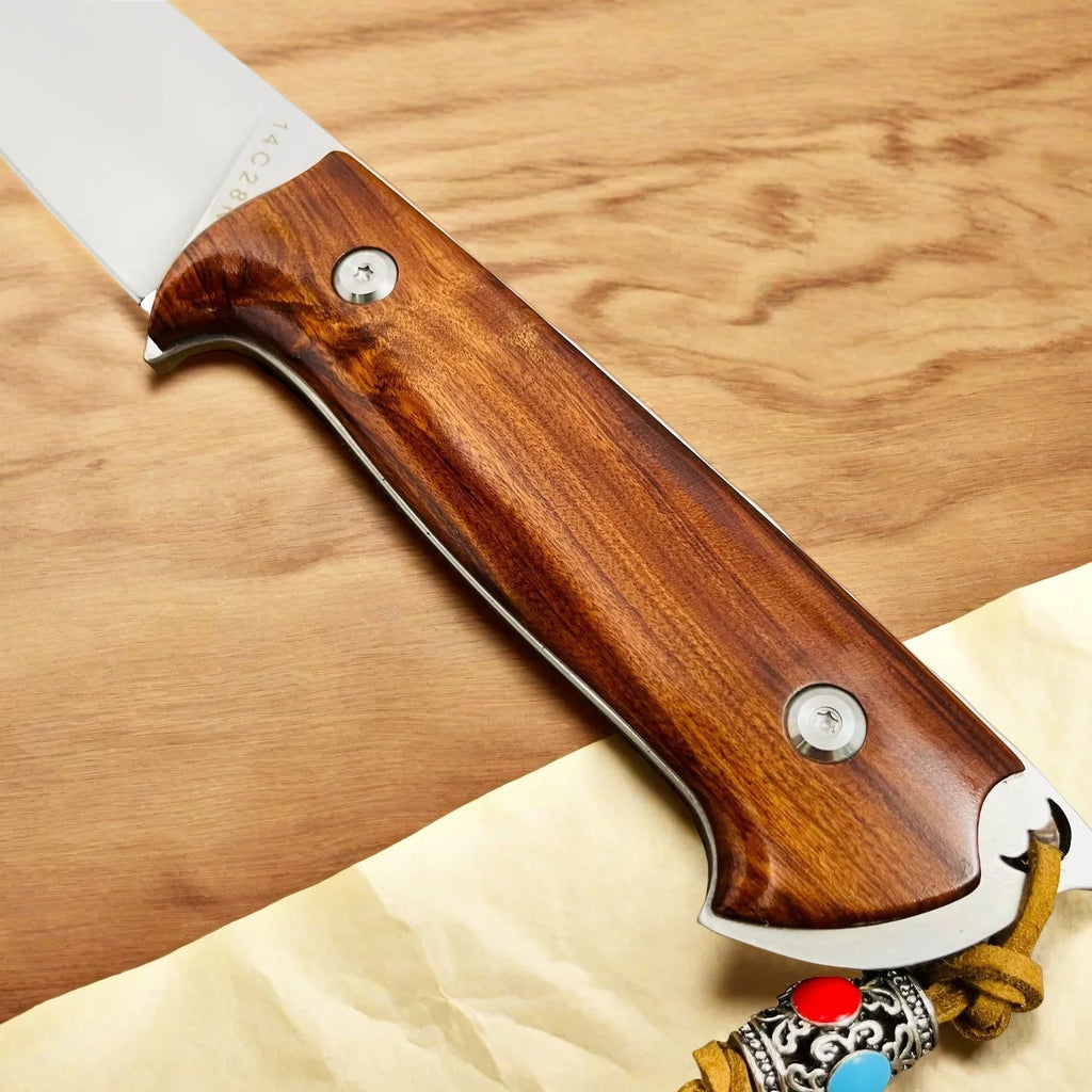 Desert Ironwood Knife – 14C28N Steel 61 HRC + Leather Sheath