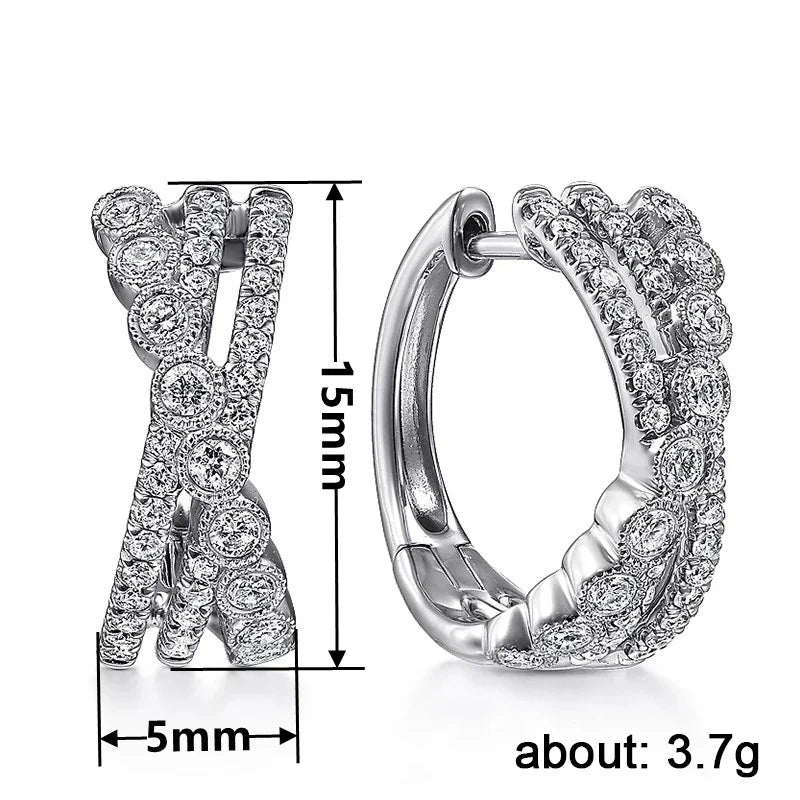 Huitan Cross Hoop Earrings – Cubic Zirconia Crystal for Women