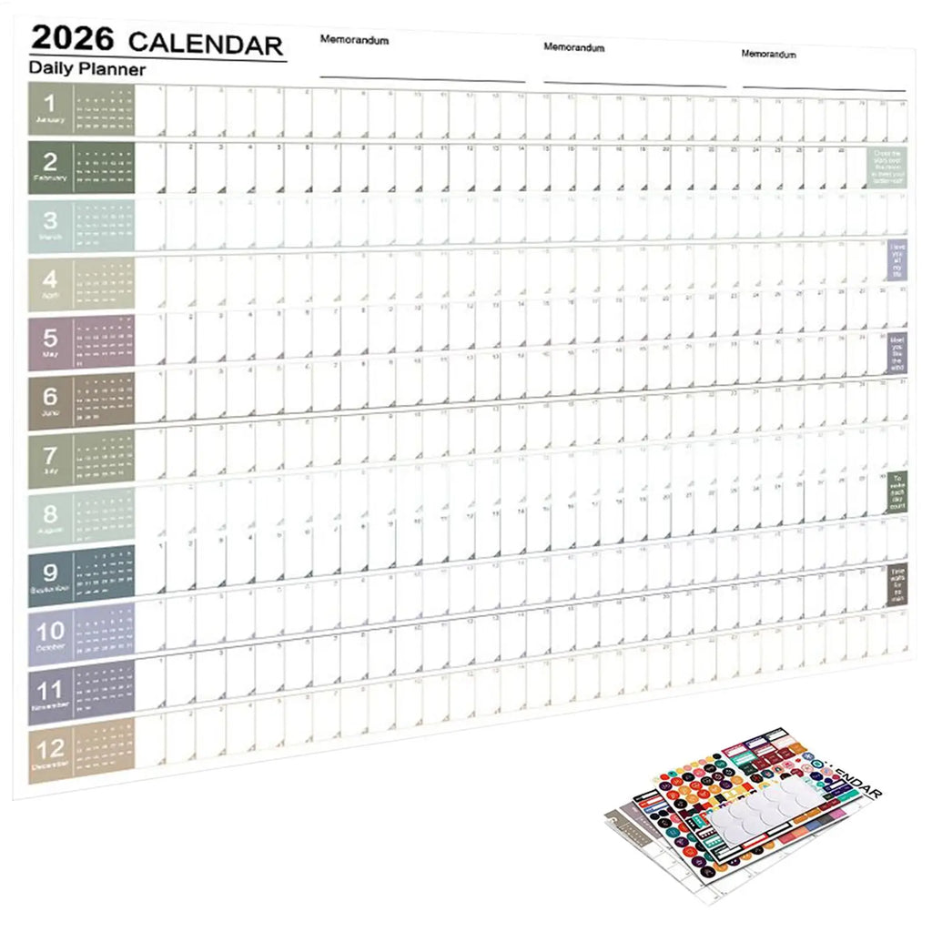 2026 Plan Calendar 29 X Large Notebook Tip Labels Sticker Wall Decor