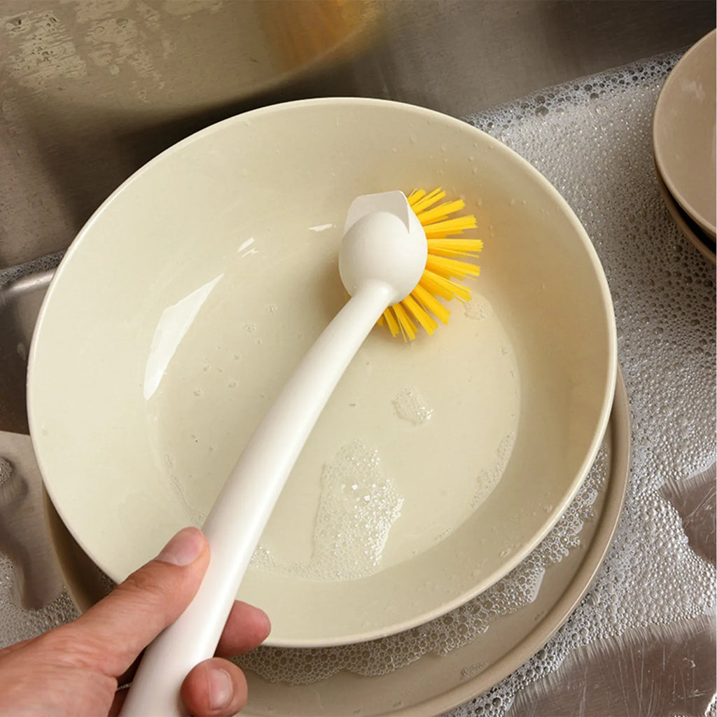 Long Handle Dishwashing Brush with Suction Cup | Kitchen Scrubber