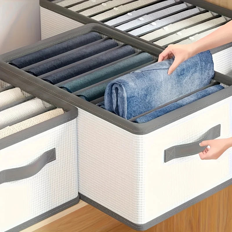 Foldable Fabric Drawer Organizers Handles Multi-compartment Storage