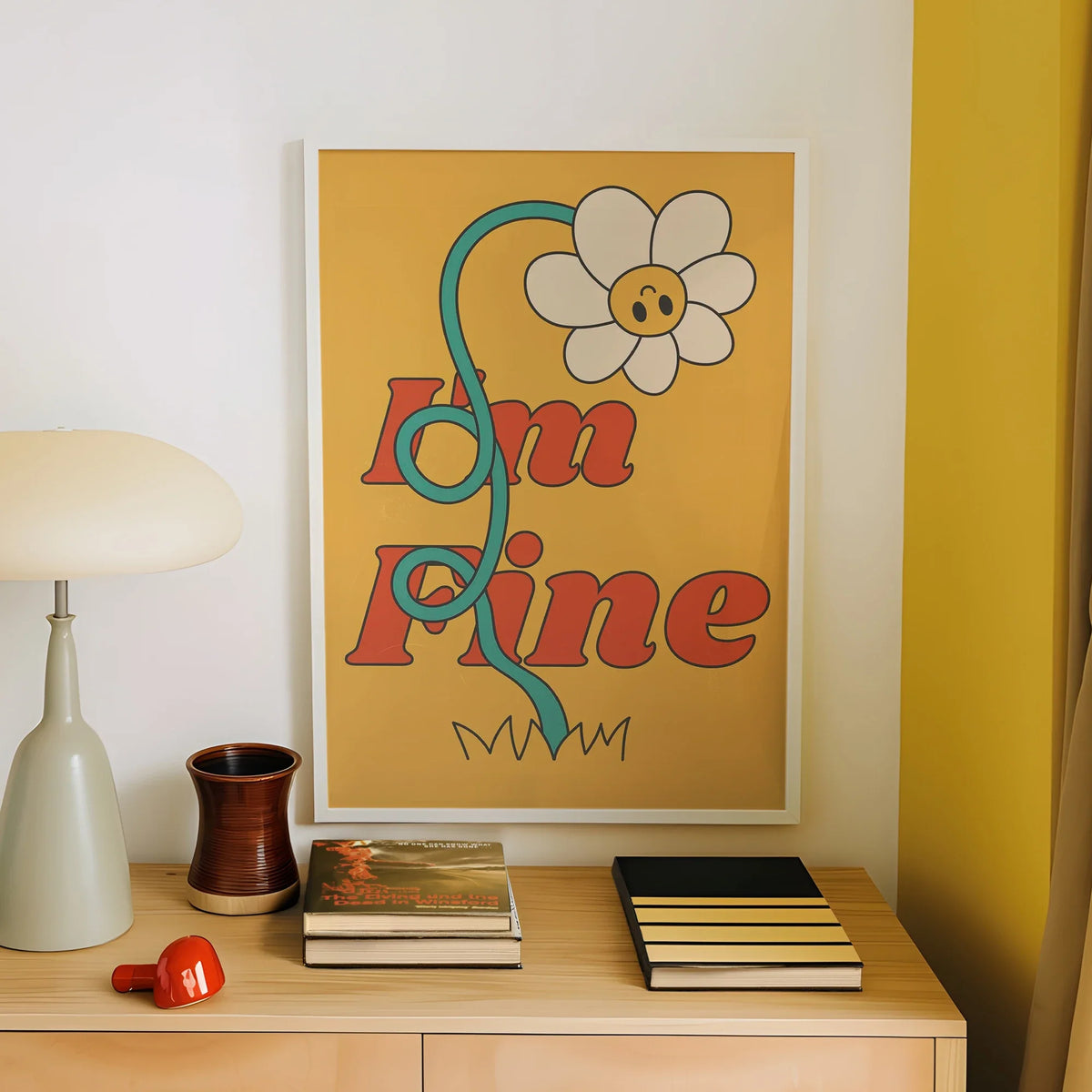 "I'm Fine" Sunflower Quote Canvas Wall Art Print | Home Décor