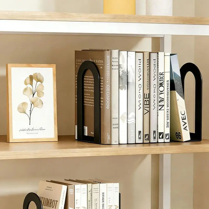 L-Shaped Iron Bookends Set of 2 – Non-Slip Desk Book Stand