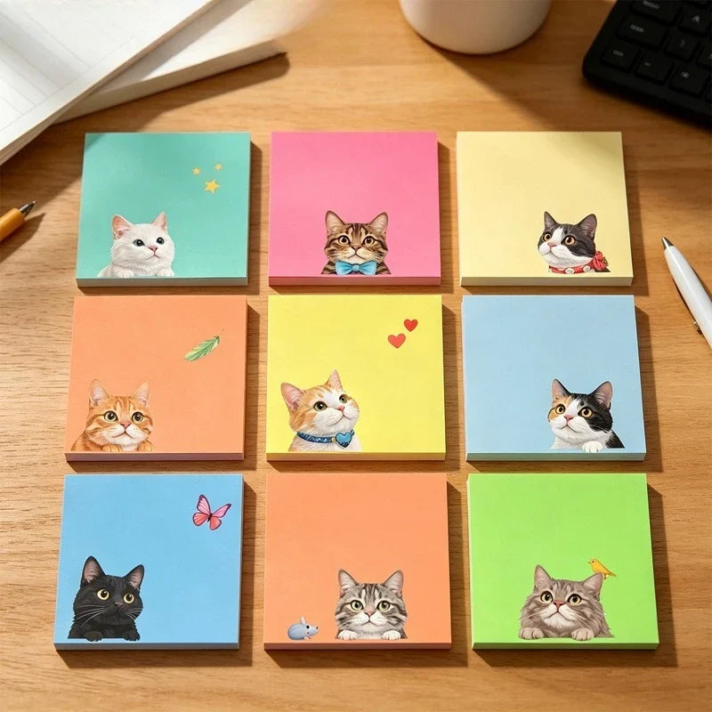 Macaron Cat Sticky Notes – Kawaii Memo Pads 50 Sheets