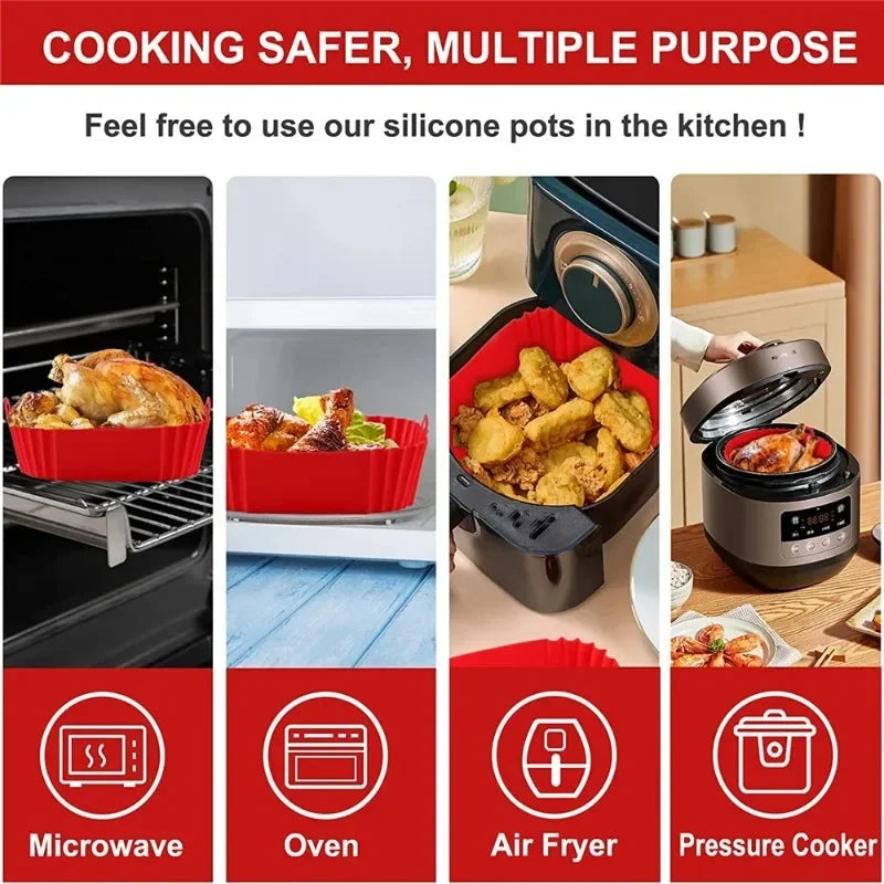 Square Silicone Baking Pan Set | Non-Stick Air Fryer Tray