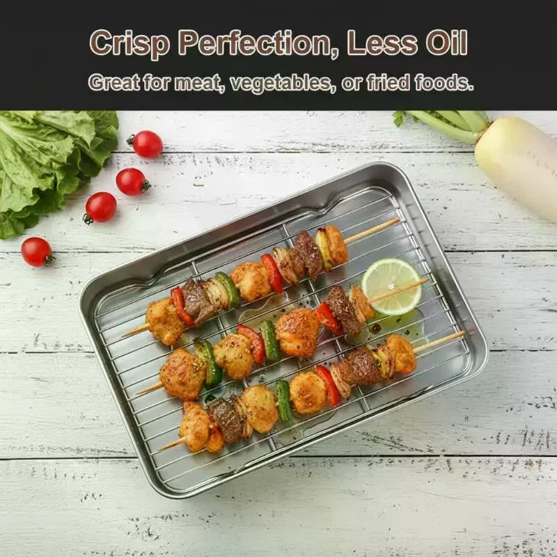 Stainless Steel Baking Tray Set with Removable Cooling Rack