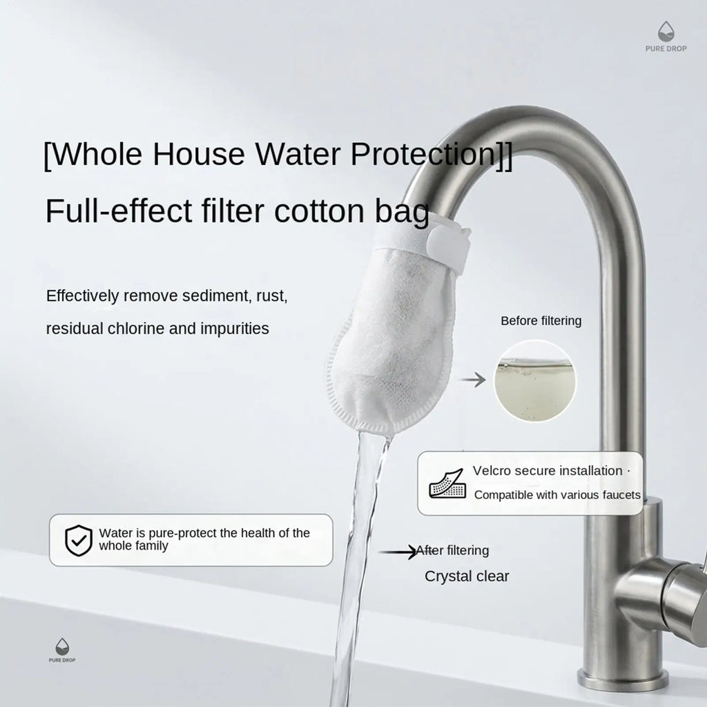 50-Pack Cotton Faucet Filter Pouches – Reduces Scale & Sediment