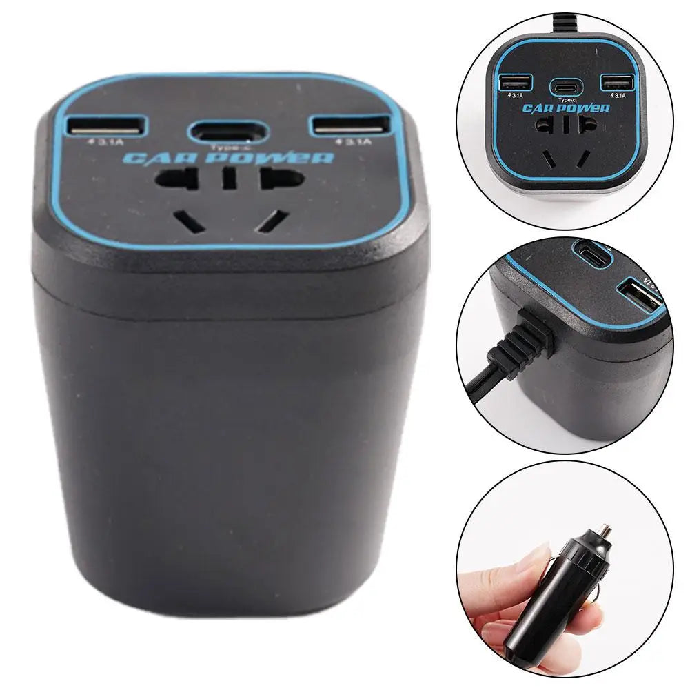 200W Car Power Inverter 12V/24V to 110V-220V | USB Type-C