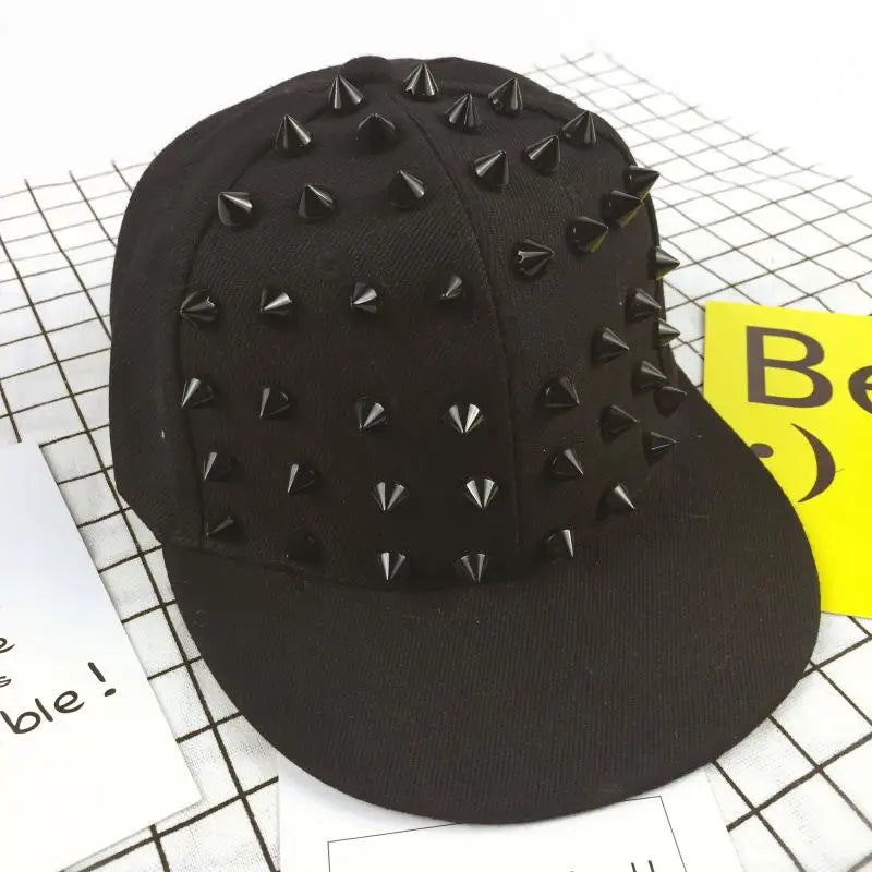 Rivet Stud Baseball Cap – Punk Rock Y2K Unisex Flat Brim Hat