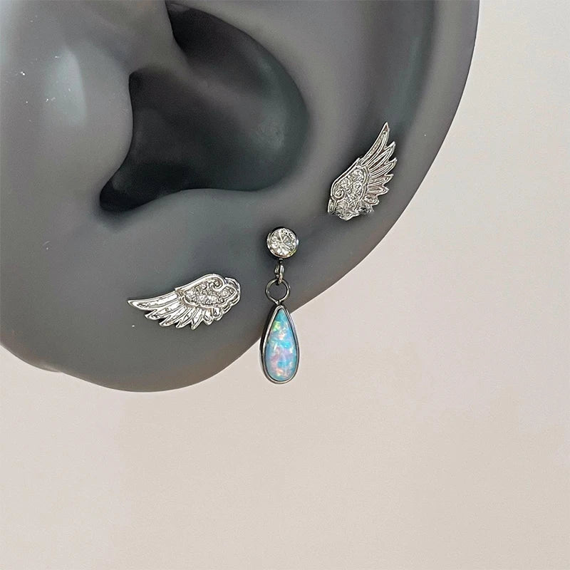 Vintage Angel Wings Stud Earrings – Punk Couple Jewelry Gift