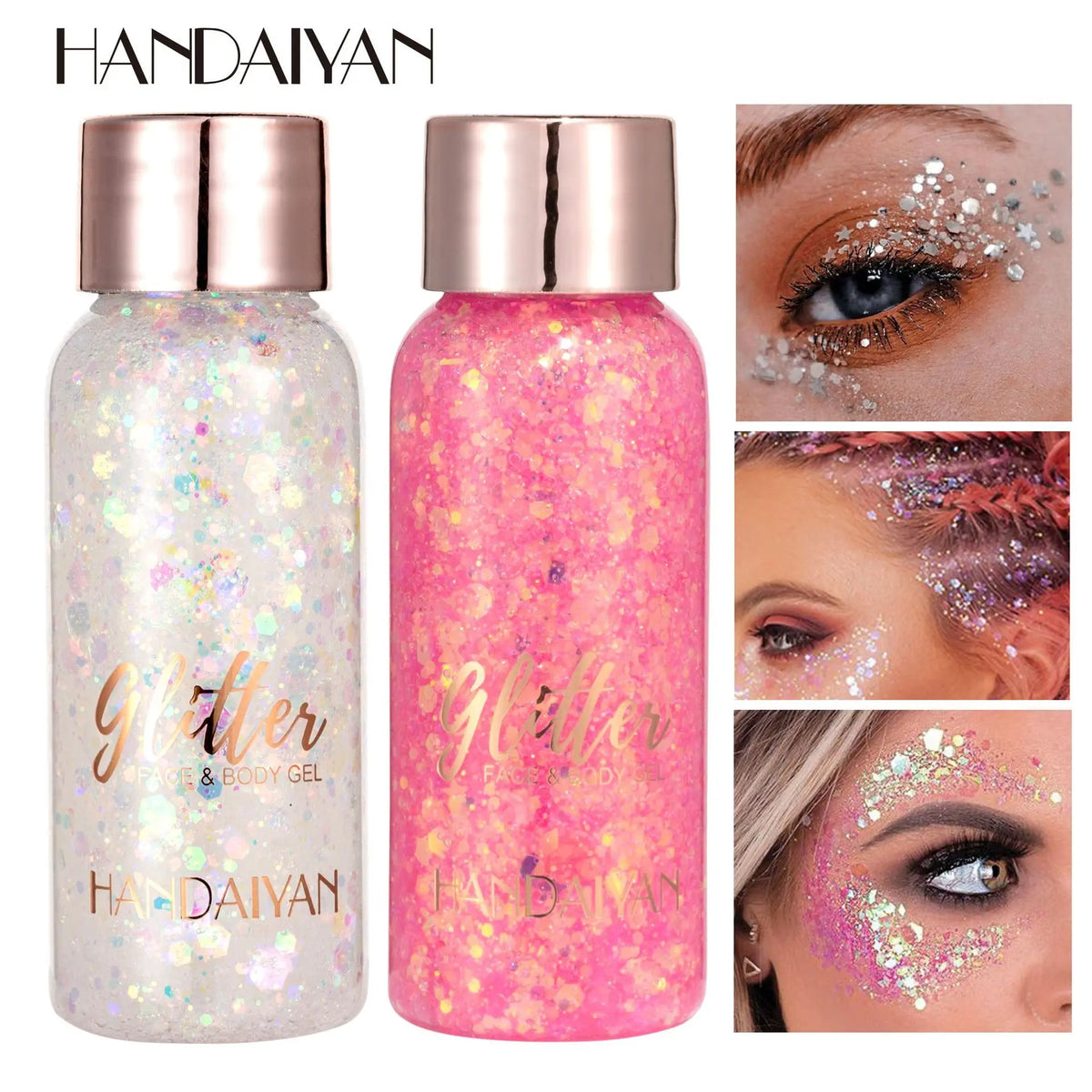 HANDAIYAN 9-Shade Glitter Gel for Face, Body, Hair & Nails