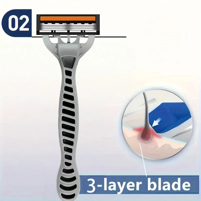 3-Blade Manual Safety Razor for Men & Women | Replaceable Head