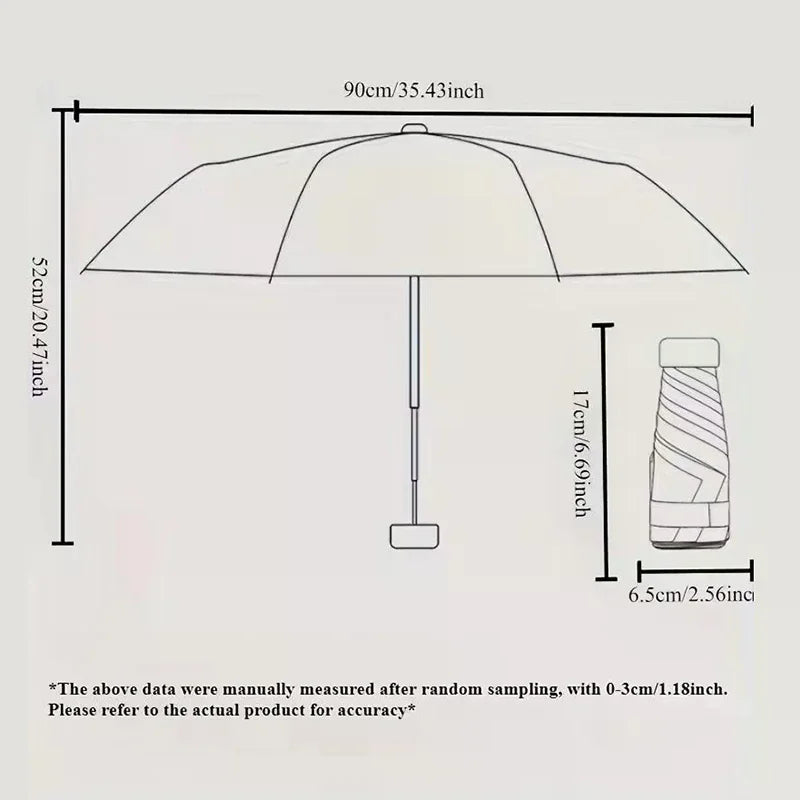Mini Capsule Umbrella UPF 50+ UV Protection – Compact Travel