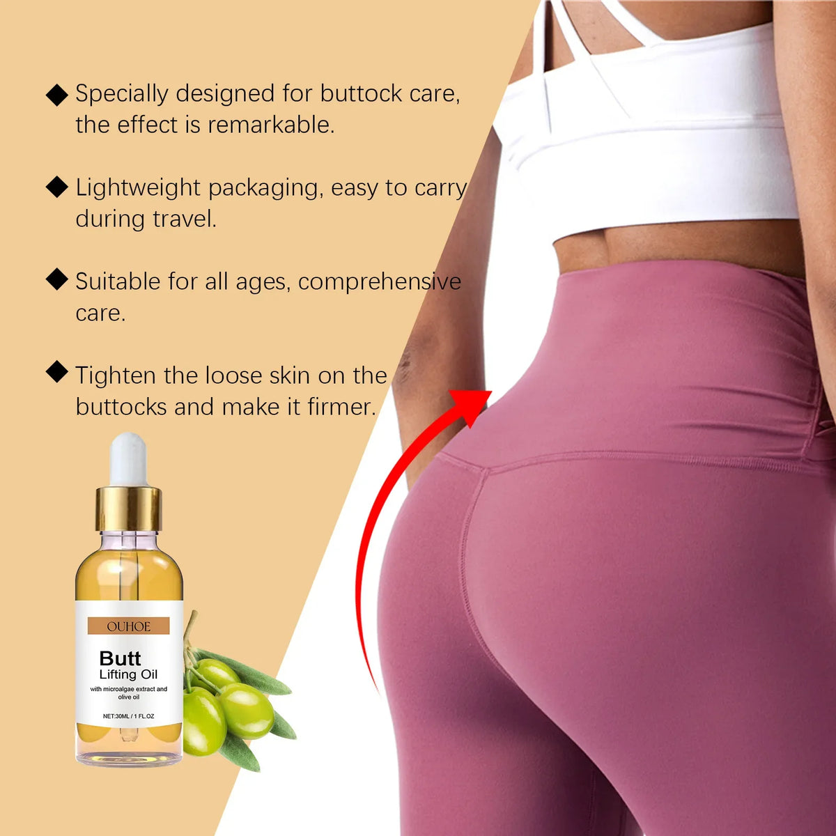 Hip Lifting Firming Body Oil – Natural Plant Massage Oil 30ml