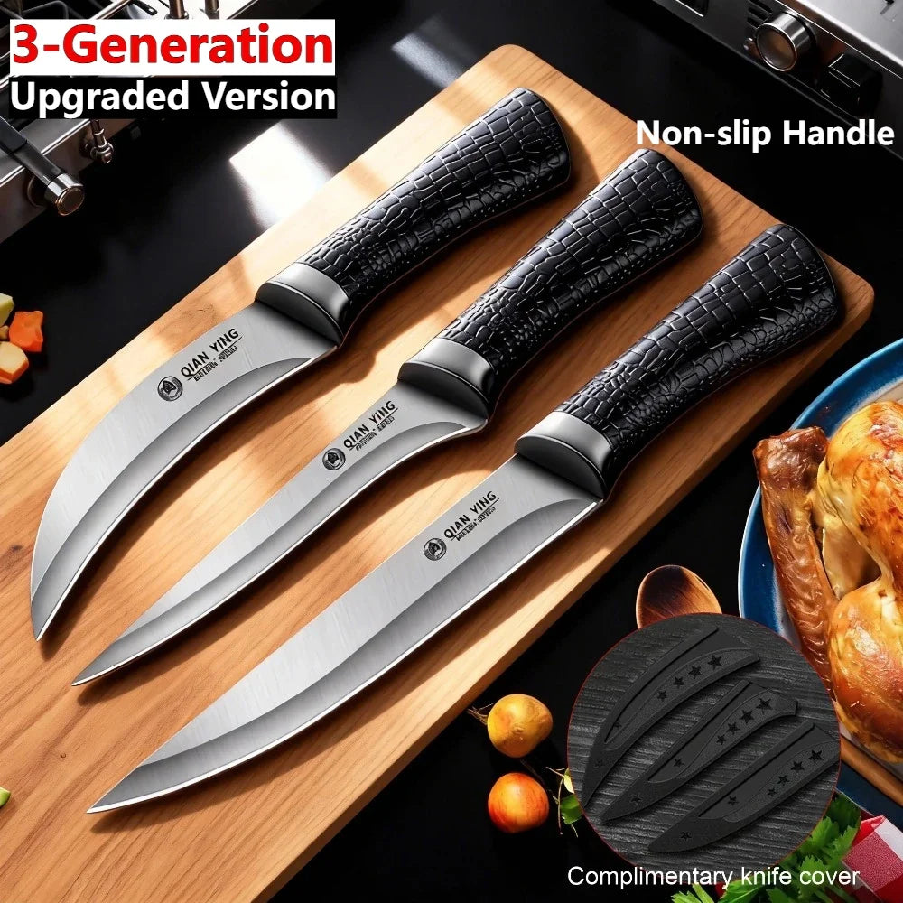 PLYS Stainless Steel Boning Knife with Non-Slip Handle & Cover