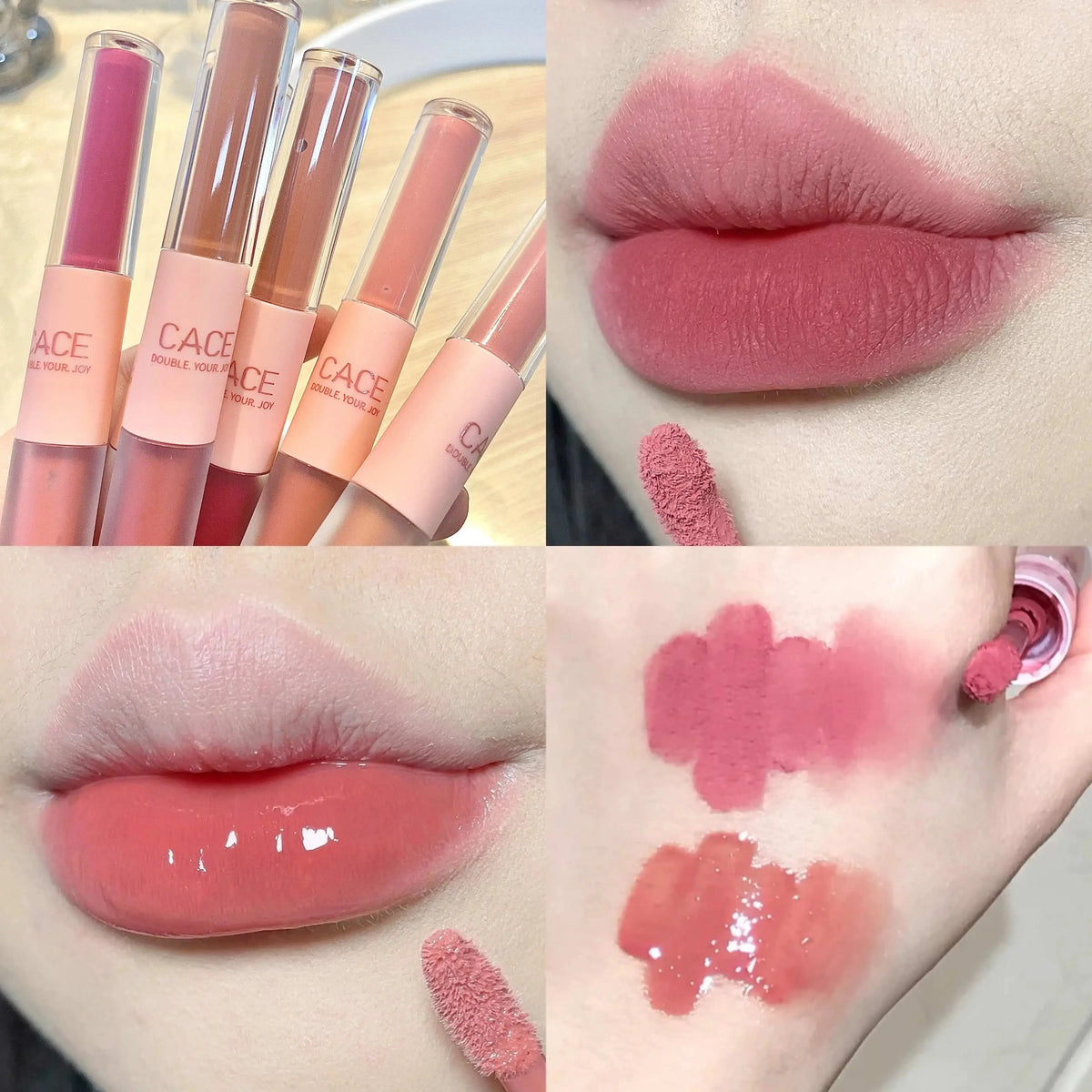 CACE Double Head Lip Gloss & Matte Lip Glaze | Waterproof