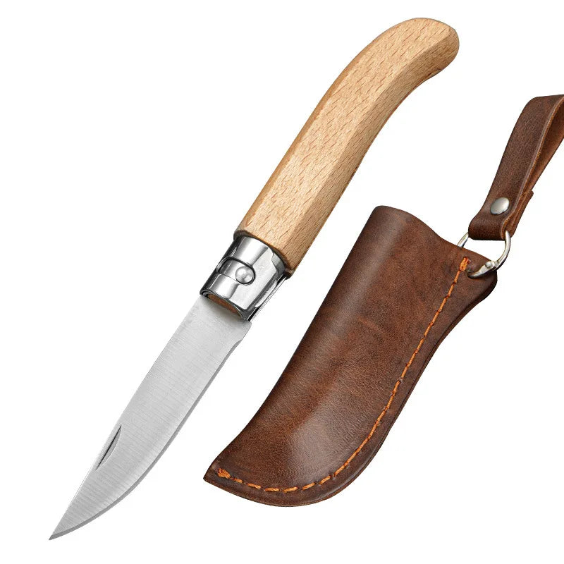 Folding Pocket Knife – 3CR13 Steel Blade & Wood Handle