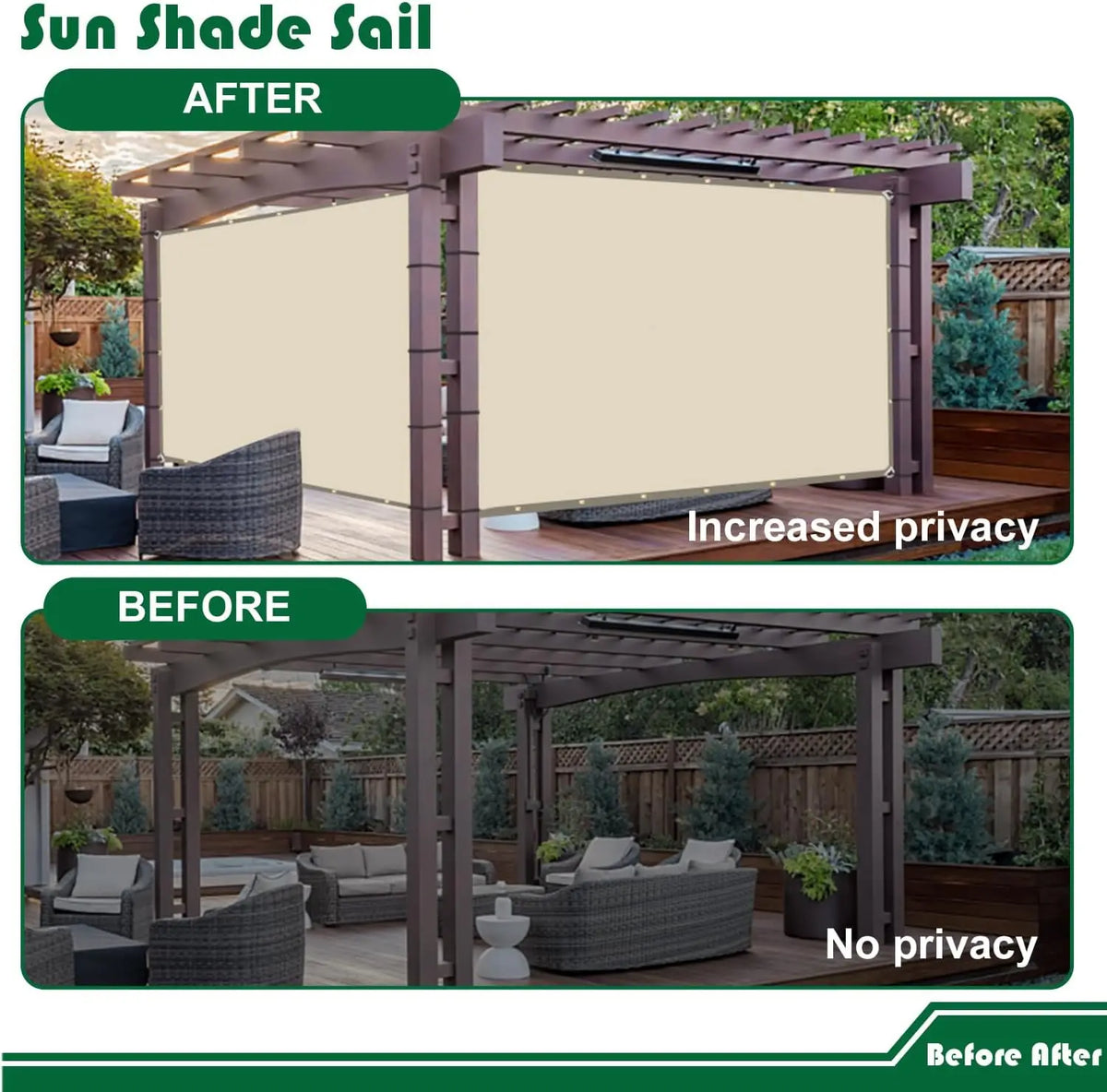 Rectangle Sun Shade Sail with Grommets | UV Block Canopy